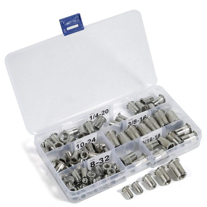 Sprite Science Stainless Steel Rivet Nuts Threaded Insert Nutsert Rivnuts 5 Sizes 8-32, 10-24, 1/4"-20, 5/16"-18, 3/8"-16 - Image 2