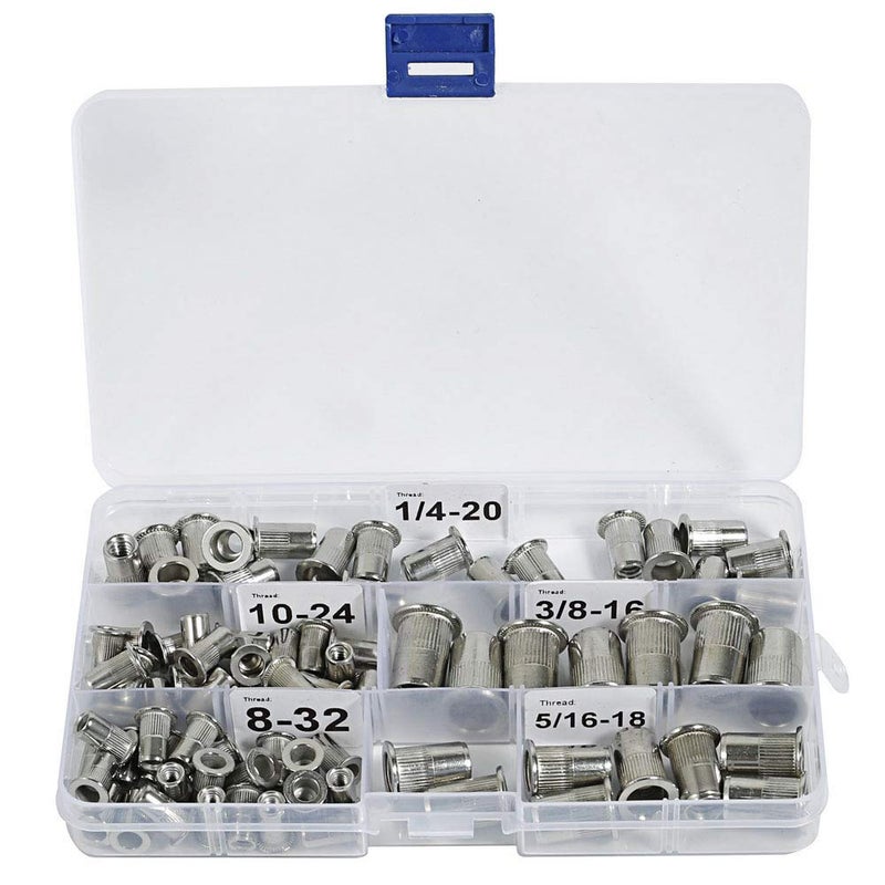 Sprite Science Stainless Steel Rivet Nuts Threaded Insert Nutsert Rivnuts 5 Sizes 8-32, 10-24, 1/4"-20, 5/16"-18, 3/8"-16 - Image 1