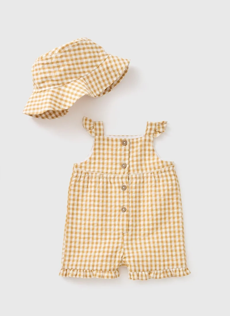Matalan Baby Yellow Gingham Romper Set
