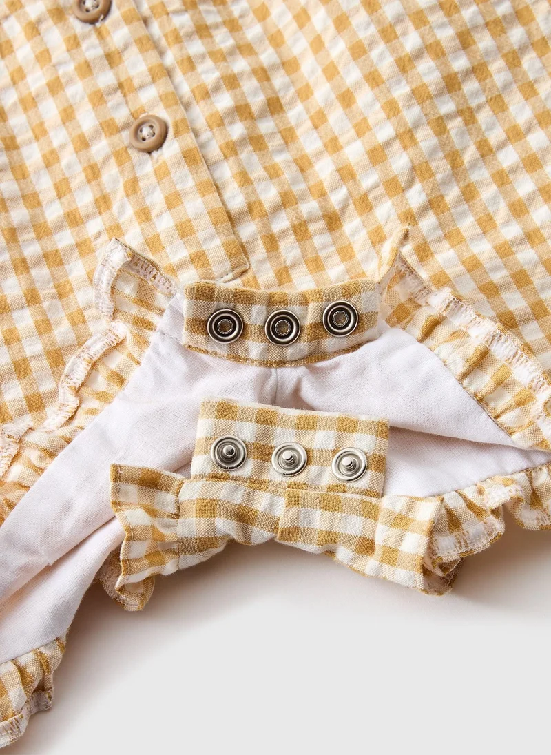 Matalan Baby Yellow Gingham Romper Set