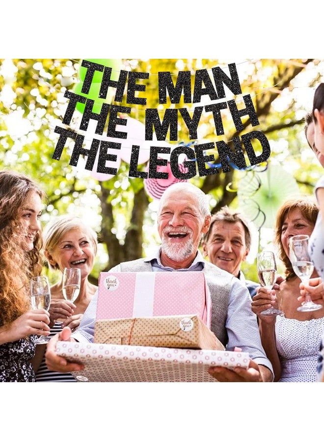 BEISHIDA Black Glitter The Man The Myth The Legend Banner,Birthday Decorations For Men,Retirement Banner,Pre-Strung Birthday Party Or Retirement Party Supplies(No Diy) - Image 4