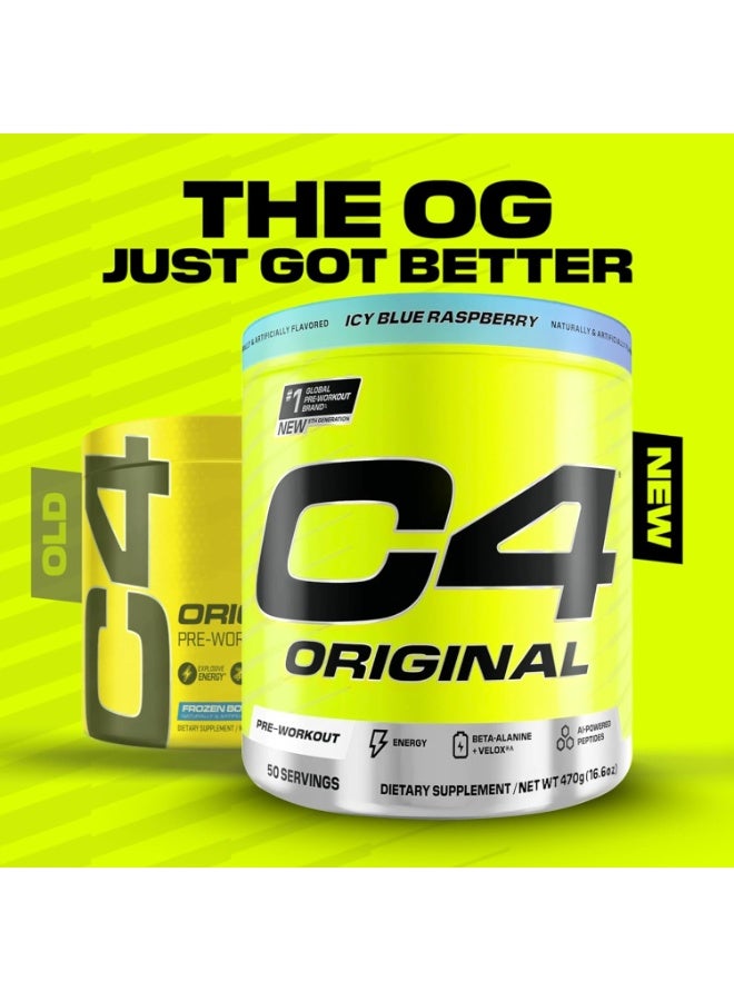 C4 Original Pre-Workout - Icy Blue Raspberry - 50 Servings 470 Gm - Image 5