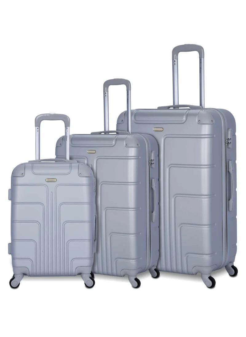 سيناتور Hard Case Travel Bag Trolley Luggage Set of 3 ABS Lightweight Suitcase with 4 Spinner Wheels A1012 Silver