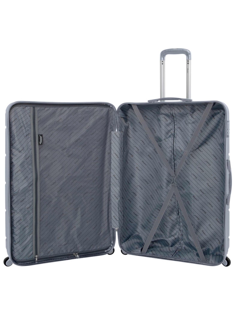 SENATOR - Hard Case Travel Bag Trolley Luggage Set of 3 ABS Lightweight Suitcase with 4 Spinner Wheels A1012 Silver - Image 1