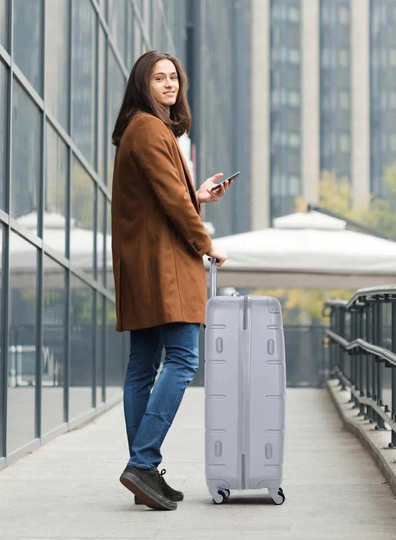 SENATOR Hard Case Travel Bag Trolley Luggage Set of 3 ABS Lightweight Suitcase with 4 Spinner Wheels A1012 Silver