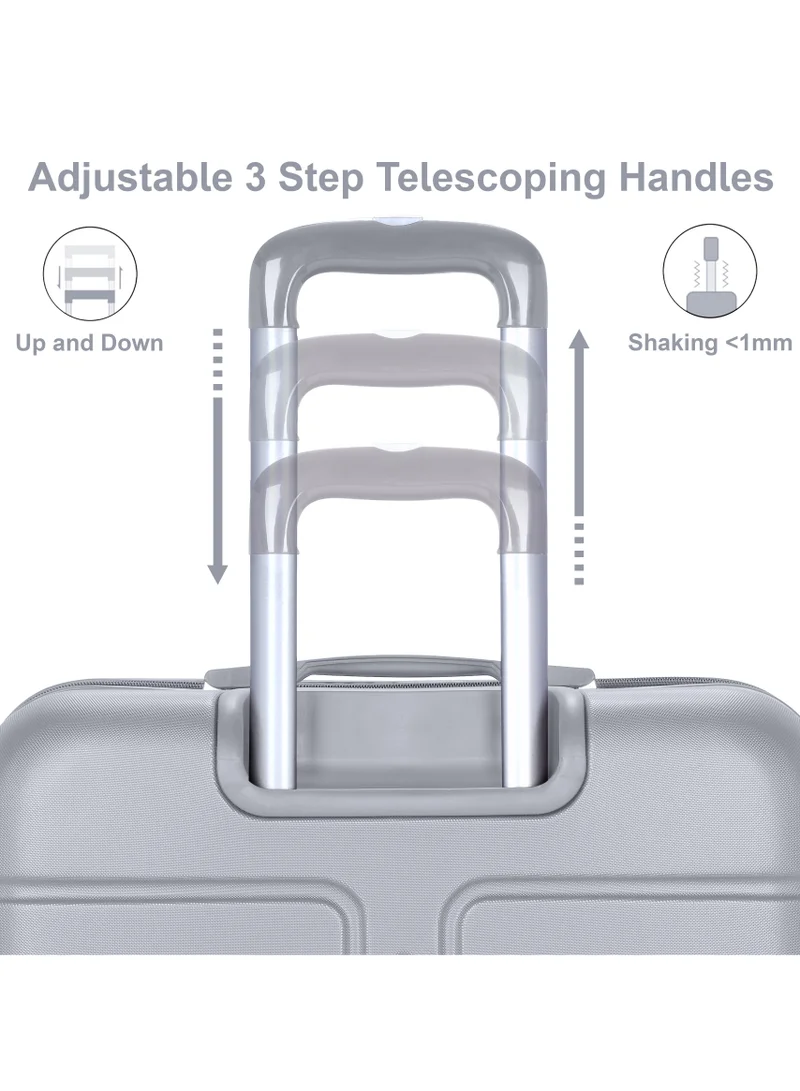 SENATOR Hard Case Travel Bag Trolley Luggage Set of 3 ABS Lightweight Suitcase with 4 Spinner Wheels A1012 Silver