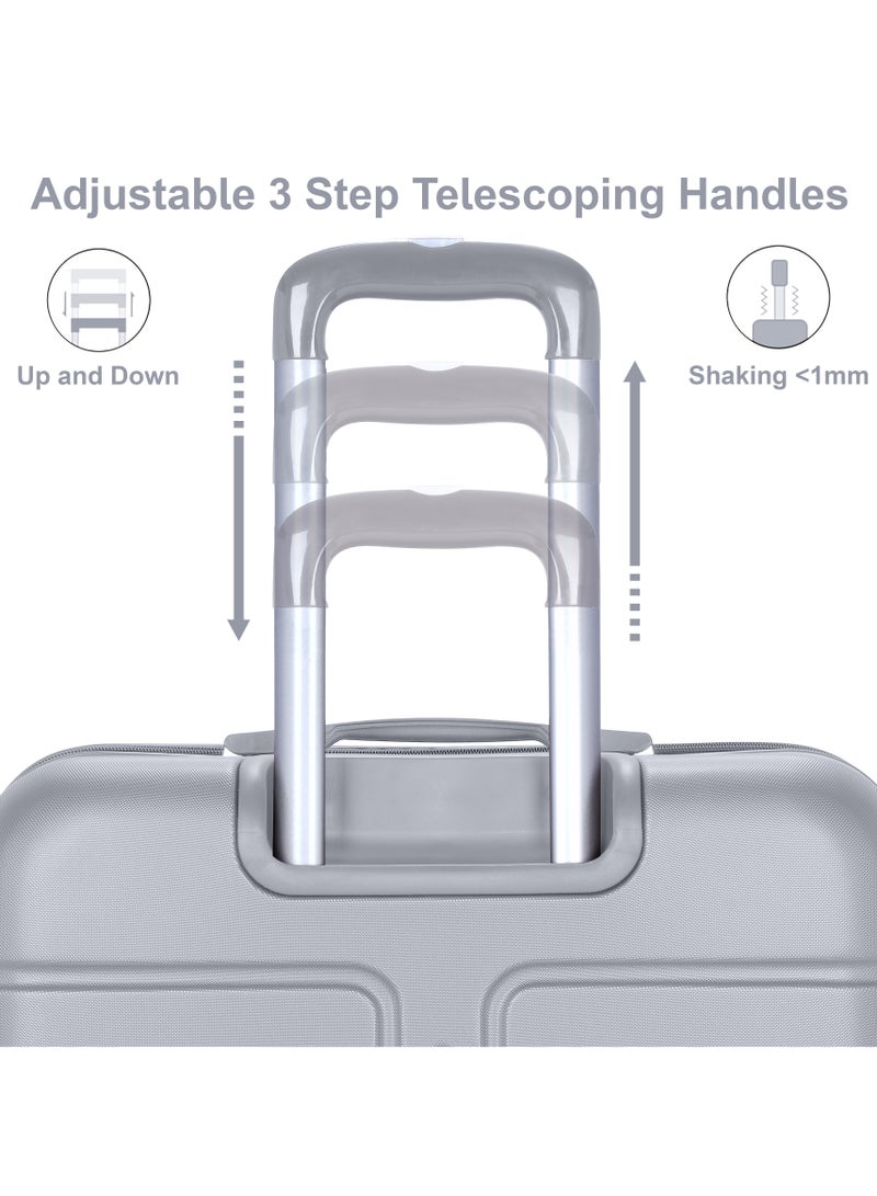 SENATOR Hard Case Travel Bag Trolley Luggage Set of 3 ABS Lightweight Suitcase with 4 Spinner Wheels A1012 Silver - Image 4