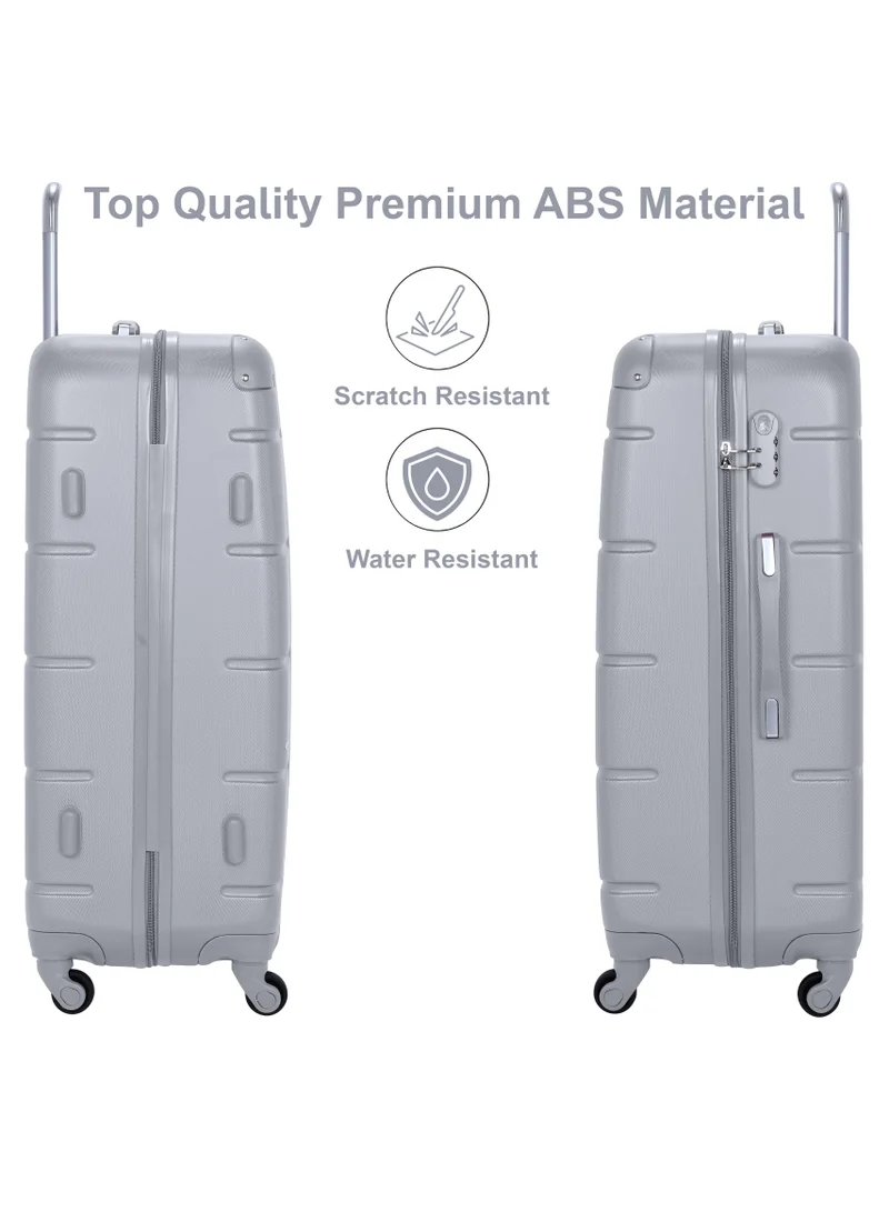 SENATOR Hard Case Travel Bag Trolley Luggage Set of 3 ABS Lightweight Suitcase with 4 Spinner Wheels A1012 Silver