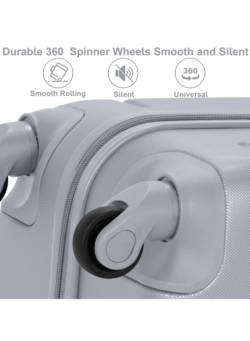SENATOR Hard Case Travel Bag Trolley Luggage Set of 3 ABS Lightweight Suitcase with 4 Spinner Wheels A1012 Silver