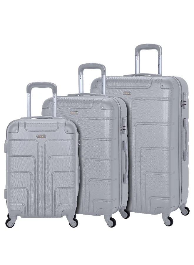 SENATOR Hard Case Travel Bag Trolley Luggage Set of 3 ABS Lightweight Suitcase with 4 Spinner Wheels A1012 Silver