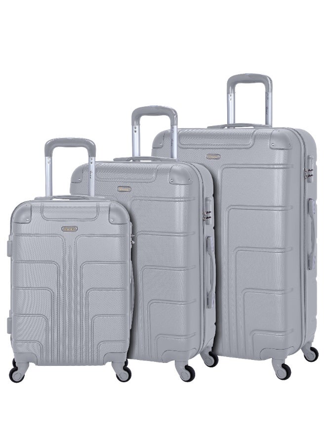SENATOR Hard Case Travel Bag Trolley Luggage Set of 3 ABS Lightweight Suitcase with 4 Spinner Wheels A1012 Silver - Image 1