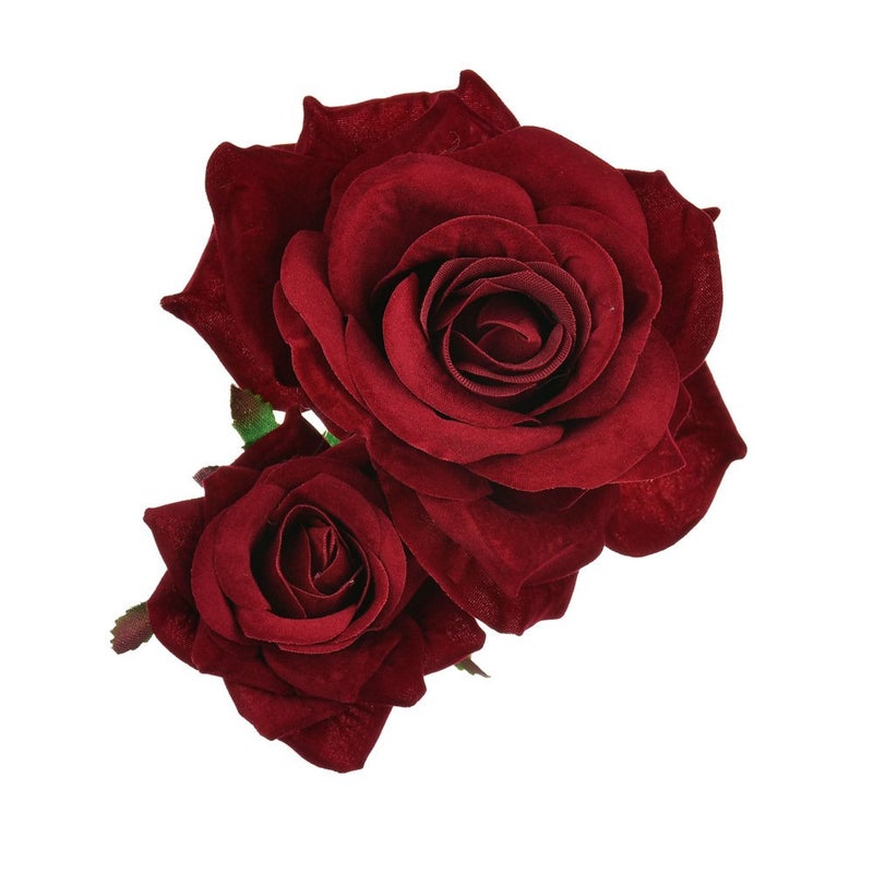 ShiQiao Spl Rose Flower Hair Clip 3D Red Roses Flower Hair Accessories Comb Piece for Girls Women Bride Wedding Hair Clip Flamenco Dancer Hairpins Headwear Barrette Styling Tools Accessories Deep Red