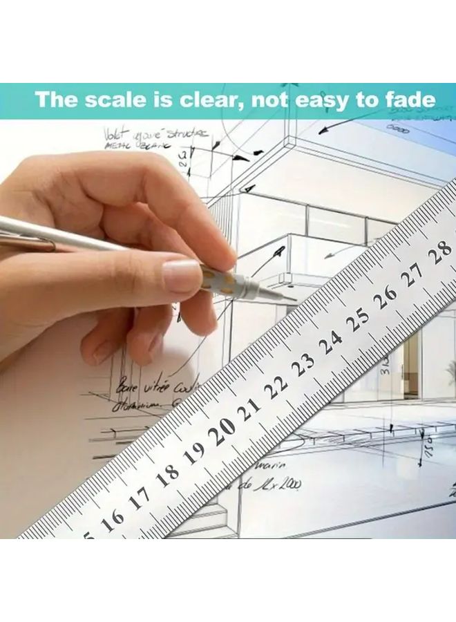 12pcs Stainless Steel Double Sided Ruler Set Metric Imperial 4 6 8 12 Inch - Image 4
