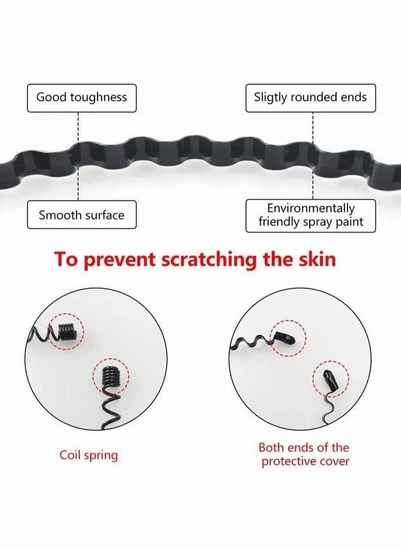 Generic 8 PCS Metal Spring Wavy Hairband Hair Hoop Men Women's Metal Hair Bands Black  - Image 4