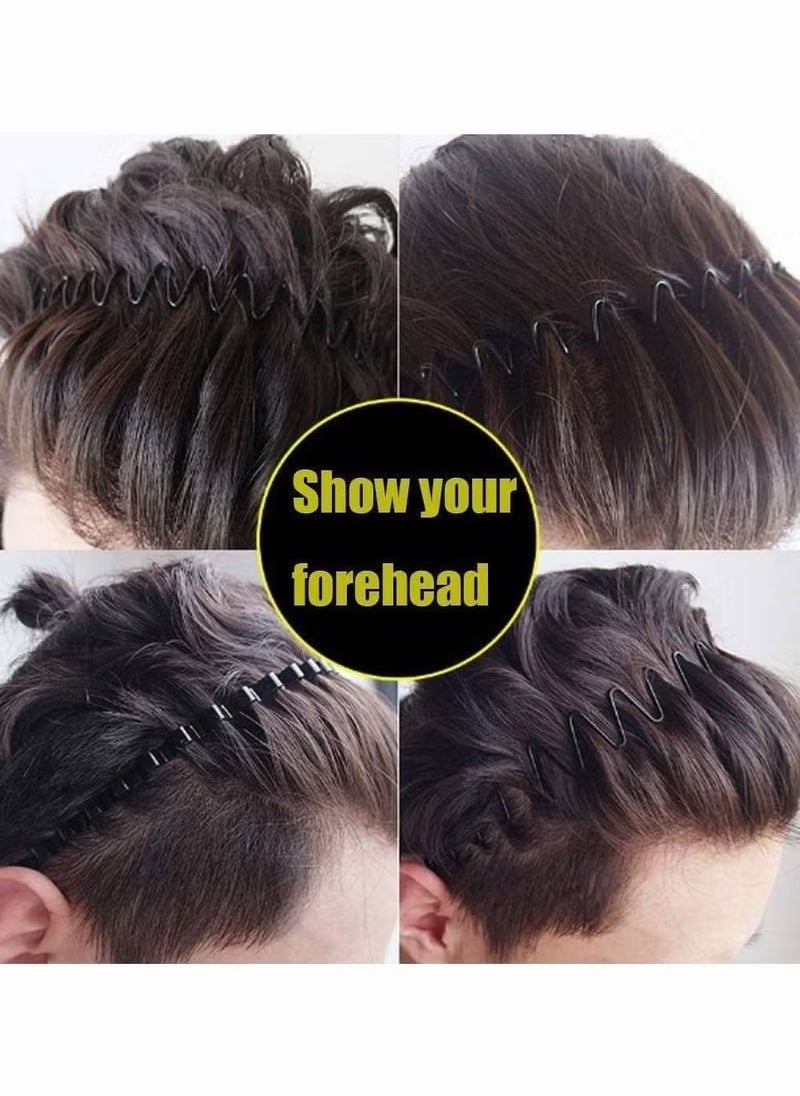 Generic 8 PCS Metal Spring Wavy Hairband Hair Hoop Men Women's Metal Hair Bands Black  - Image 5