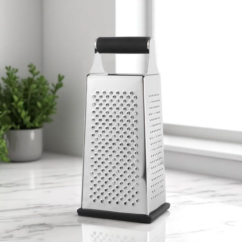 SYGNIUS 4-Sided Stainless Steel Multipurpose Grater and Slicer Wood Finish for Cut Vegetables, Ginger,Cucumbers, Carrots, Potatoes (4 in 1 Grater) - Image 4
