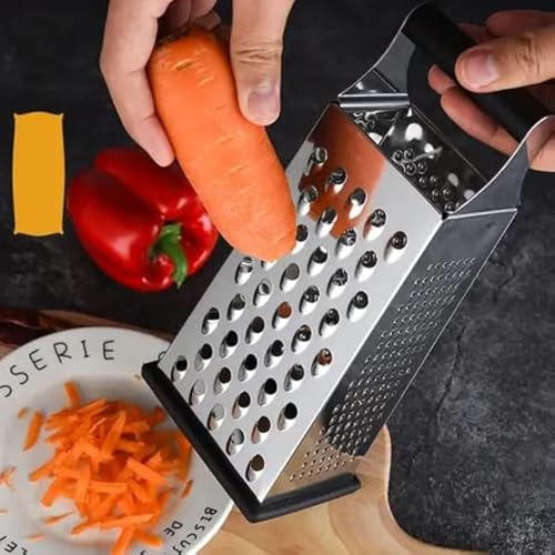 SYGNIUS 4-Sided Stainless Steel Multipurpose Grater and Slicer Wood Finish for Cut Vegetables, Ginger,Cucumbers, Carrots, Potatoes (4 in 1 Grater) - Image 5