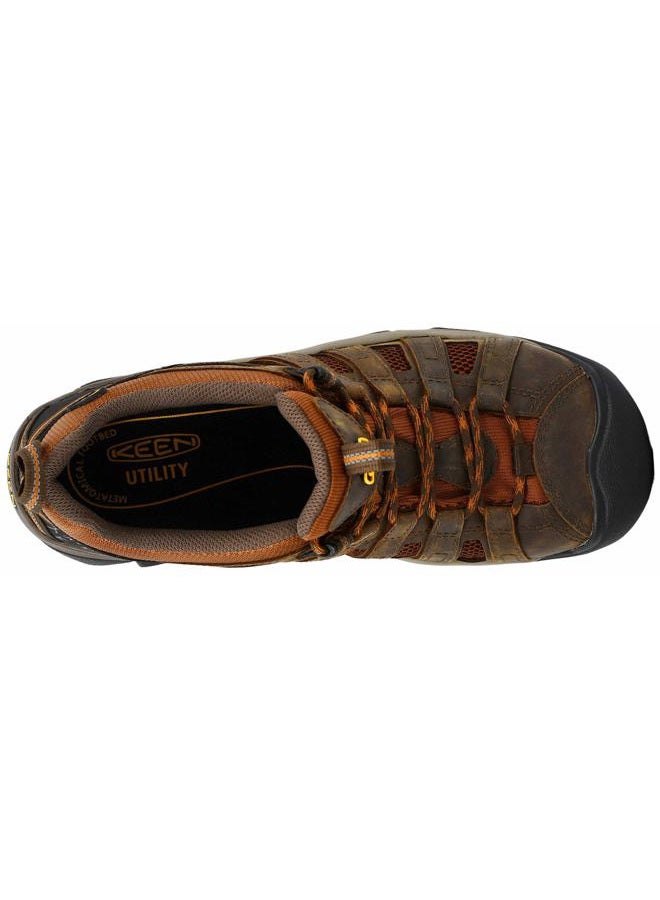 KEEN Utility أحذية عمل للرجال برباط منخفض من الفلنت، بني كاسكيد/كافيه كراميل، مقاس 10 عريض - Image 5