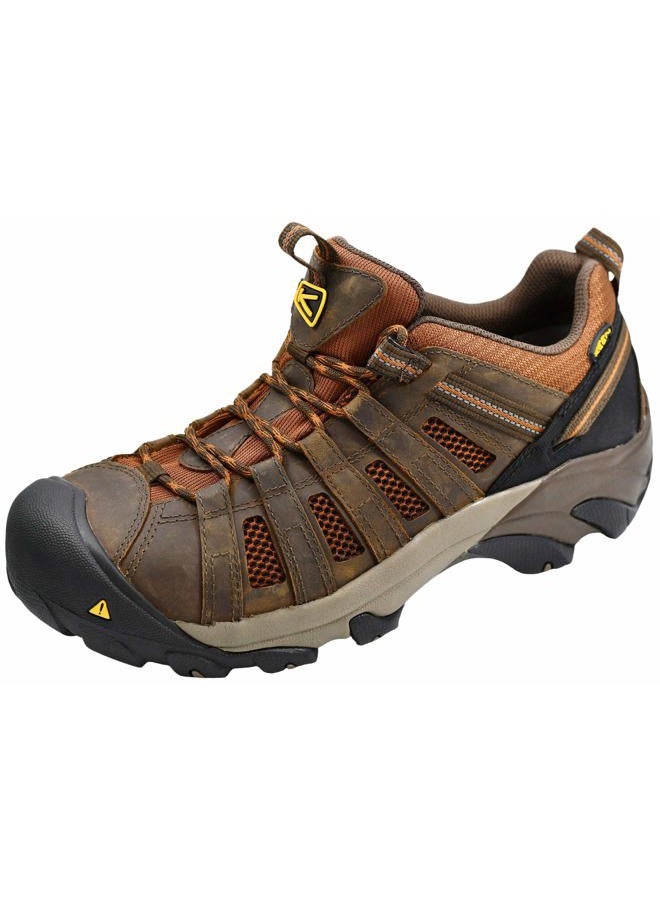 KEEN Utility أحذية عمل للرجال برباط منخفض من الفلنت، بني كاسكيد/كافيه كراميل، مقاس 10 عريض - Image 1