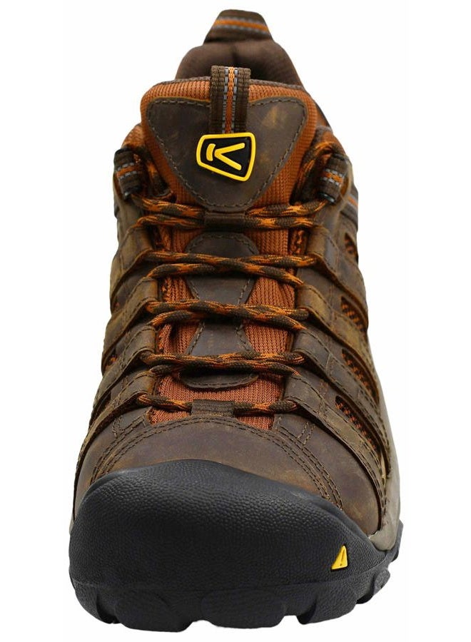 KEEN Utility أحذية عمل للرجال برباط منخفض من الفلنت، بني كاسكيد/كافيه كراميل، مقاس 10 عريض - Image 2