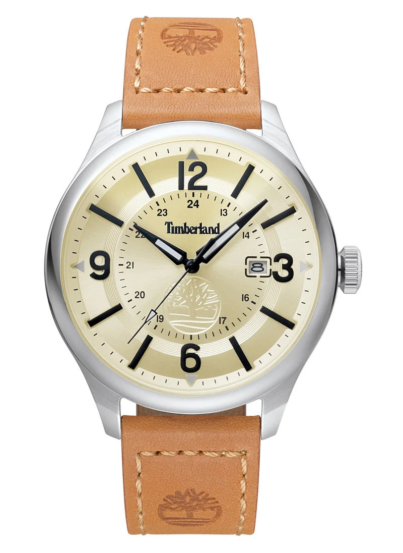 تمبرلاند Blake Men's Watch 46mm Analog Beige Dial Brown Leather Strap