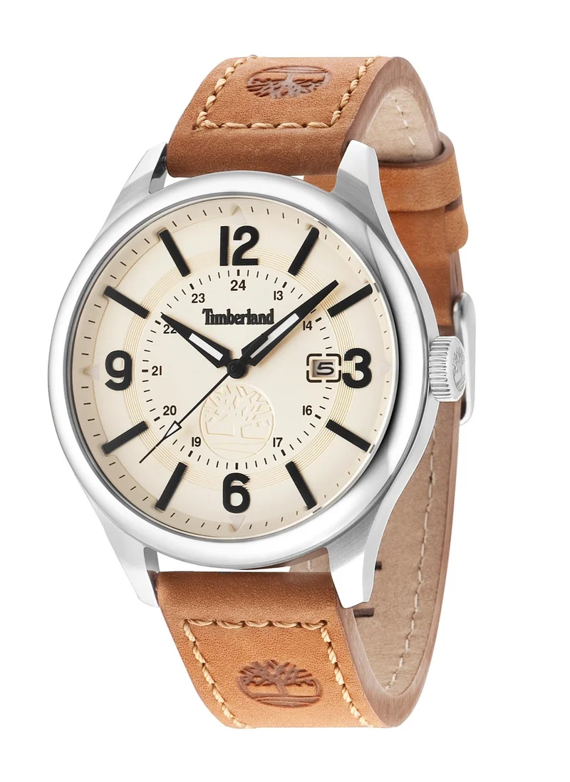 تمبرلاند Blake Men's Watch 46mm Analog Beige Dial Brown Leather Strap