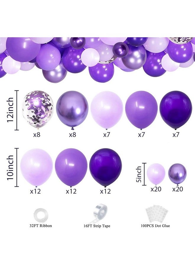 OuMuaMua Purple Shades Balloons Garland Arch Kit-116Pcs 5"/10"/ 12" Dark Pastel Light Metallic Confetti Purple Balloons Arch Set for Wedding Birthday Baby Shower Graduation Party Decorations - Image 3