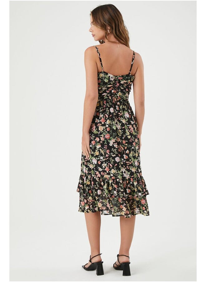 FOREVER 21 Floral Print Sweetheart Midi Dress  - Image 1