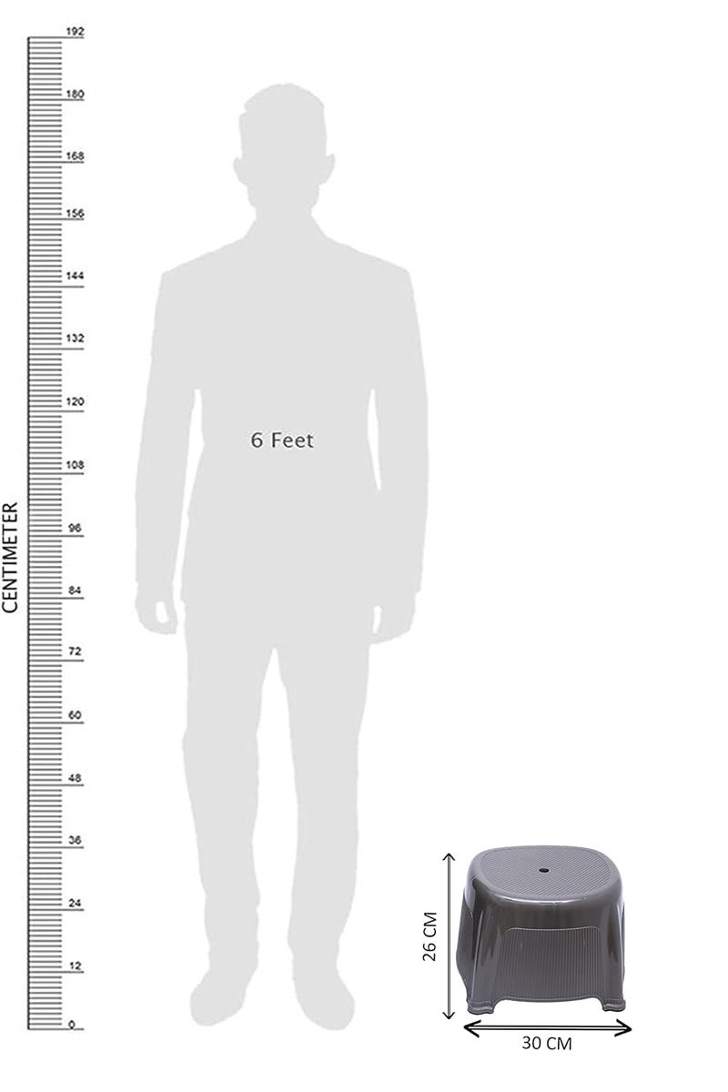 Regalo Round Ribbed Funk 3 Pcs Bathroom Set (Bucket 25L+Mug 1.5L+Stool) (Grey) - Image 3