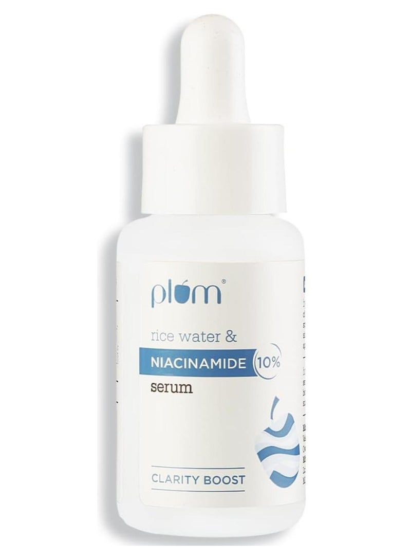 Plum 10% Niacinamide Serum for Face  with Japanese Fermented Rice Water For Clear, Blemish Free, Dark Spots, Bright Skin, Suits All Skin Types 15 ml - Image 1