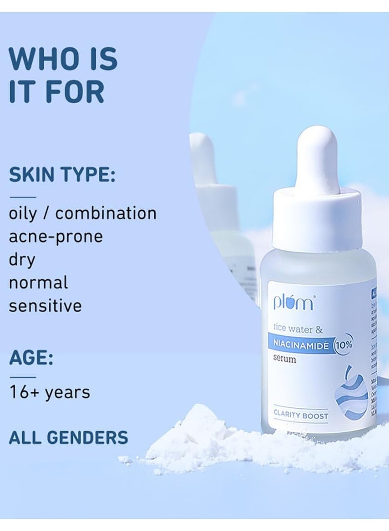 Plum 10% Niacinamide Serum for Face  with Japanese Fermented Rice Water For Clear, Blemish Free, Dark Spots, Bright Skin, Suits All Skin Types 15 ml - Image 4