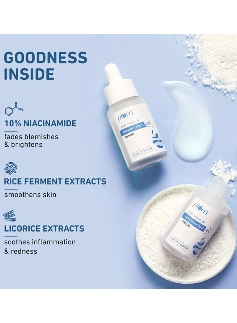 Plum 10% Niacinamide Serum 10% Niacinamide Serum for Face  with Japanese Fermented Rice Water For Clear, Blemish Free, Dark Spots, Bright Skin, Suits All Skin Types 15 ml  | Best Price UAE