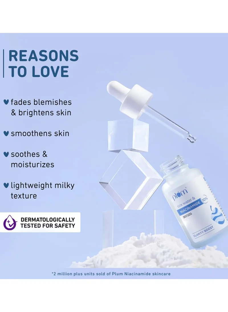 Plum 10% Niacinamide Serum 10% Niacinamide Serum for Face  with Japanese Fermented Rice Water For Clear, Blemish Free, Dark Spots, Bright Skin, Suits All Skin Types 15 ml  | Best Price UAE
