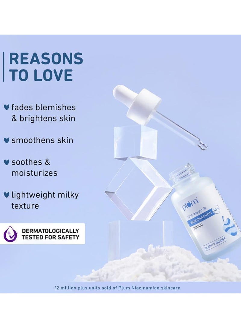 Plum 10% Niacinamide Serum for Face  with Japanese Fermented Rice Water For Clear, Blemish Free, Dark Spots, Bright Skin, Suits All Skin Types 15 ml - Image 5