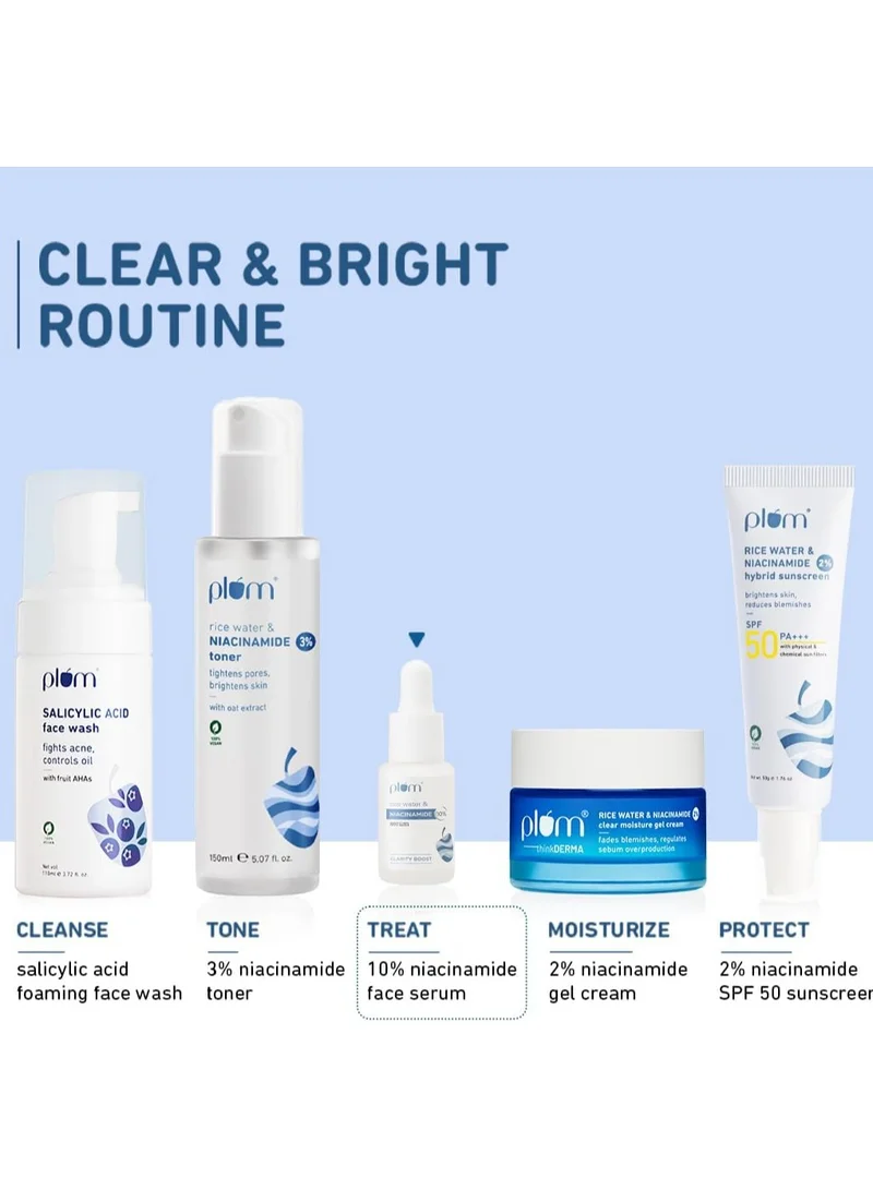 Plum 10% Niacinamide Serum 10% Niacinamide Serum for Face  with Japanese Fermented Rice Water For Clear, Blemish Free, Dark Spots, Bright Skin, Suits All Skin Types 15 ml  | Best Price UAE