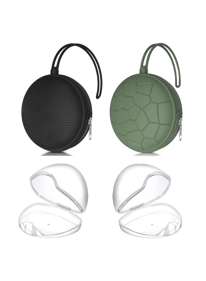Smlpuame 4 Pack Pacifier Holder Case Set,2 Silicone Portable Pacifier Cover Pouch Bag for Diaper Bags Baby Carriage with 2 Transparent Pacifier Storage Container Box,Easy to Clean,(Green+Black) - Image 1