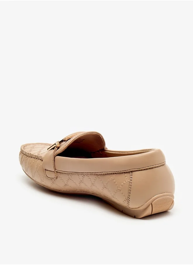 Le Confort Textured Slip-On Moccasins with Metal Accent