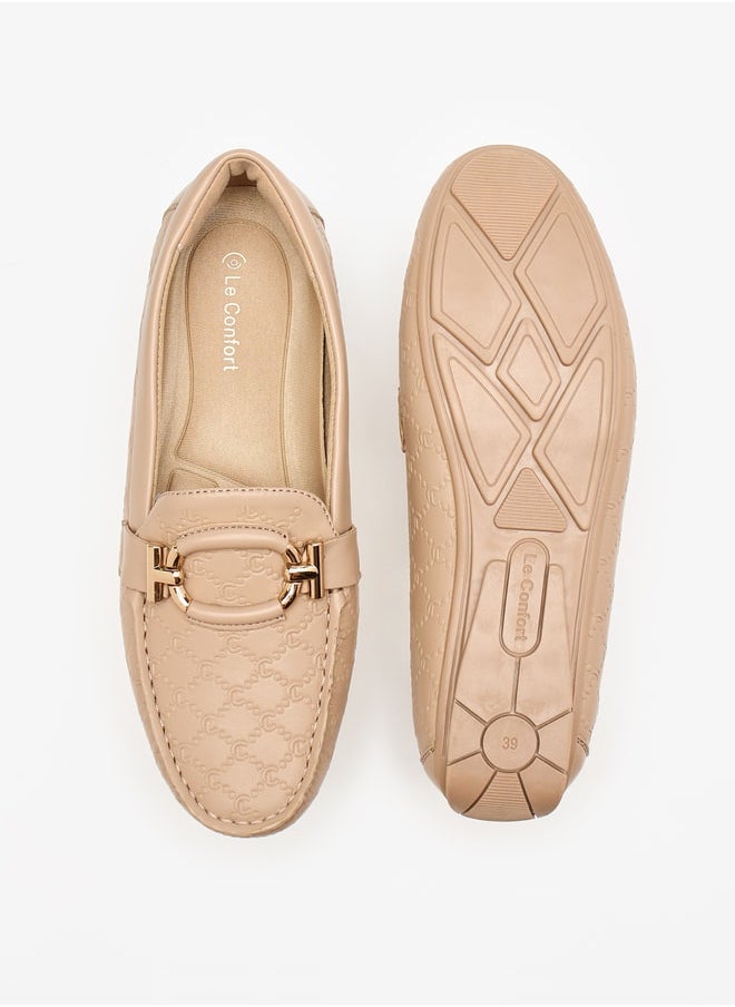Le Confort Textured Slip-On Moccasins with Metal Accent  - Image 4