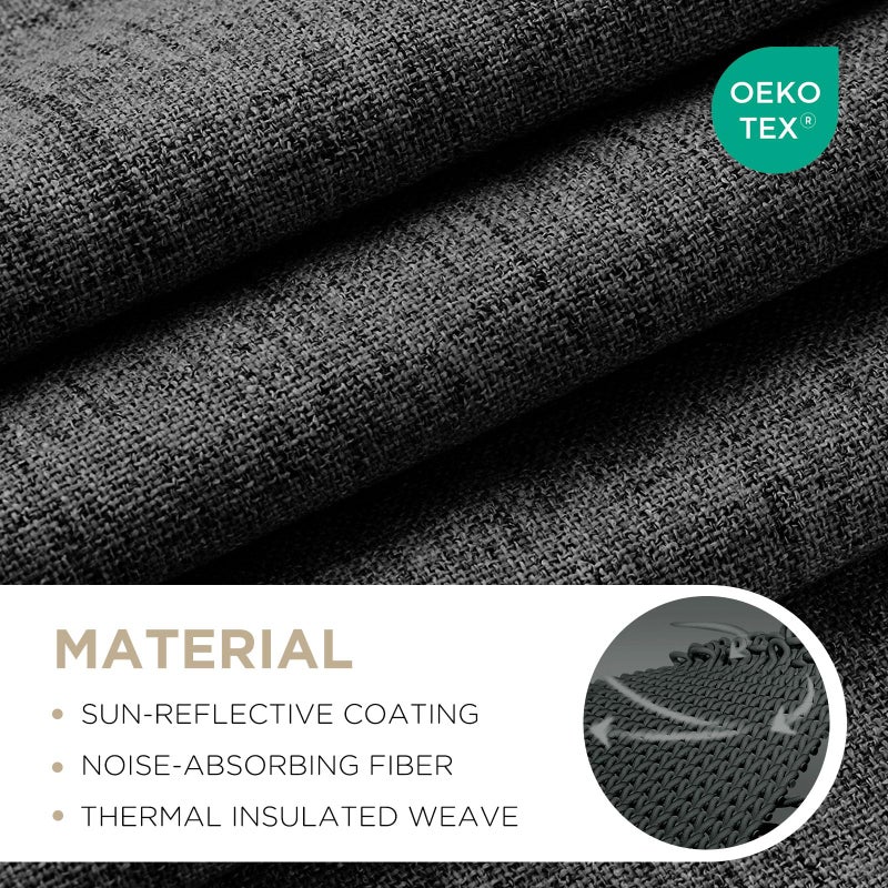 Joydeco Blackout Curtains for Bedroom - 96 Inch Long 100% Light Blocking 2 Panels Set Black Drapes, Thermal Insulated Room Darkening Curtains, Linen Textured for Living Room, Rod Pocket & Back Tabs - Image 2