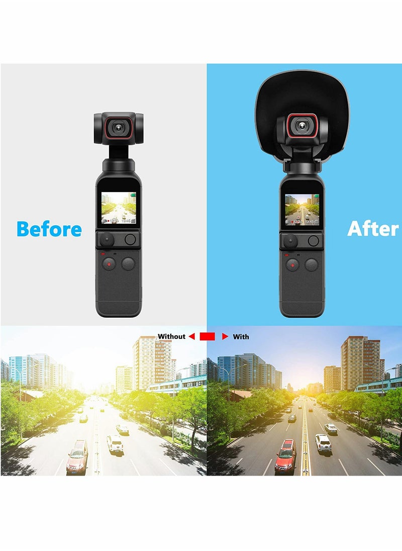 SYOSI Lens Hood for DJI OSMO Pocket 2 + Lens Cover Cap + Hand Lanyard Camera Accessories Combo Lens Sunshade Guard Prevent Glare Protective Caps Adapter Holder Gimbal Protector Prevent Collision Scratch  - Image 3