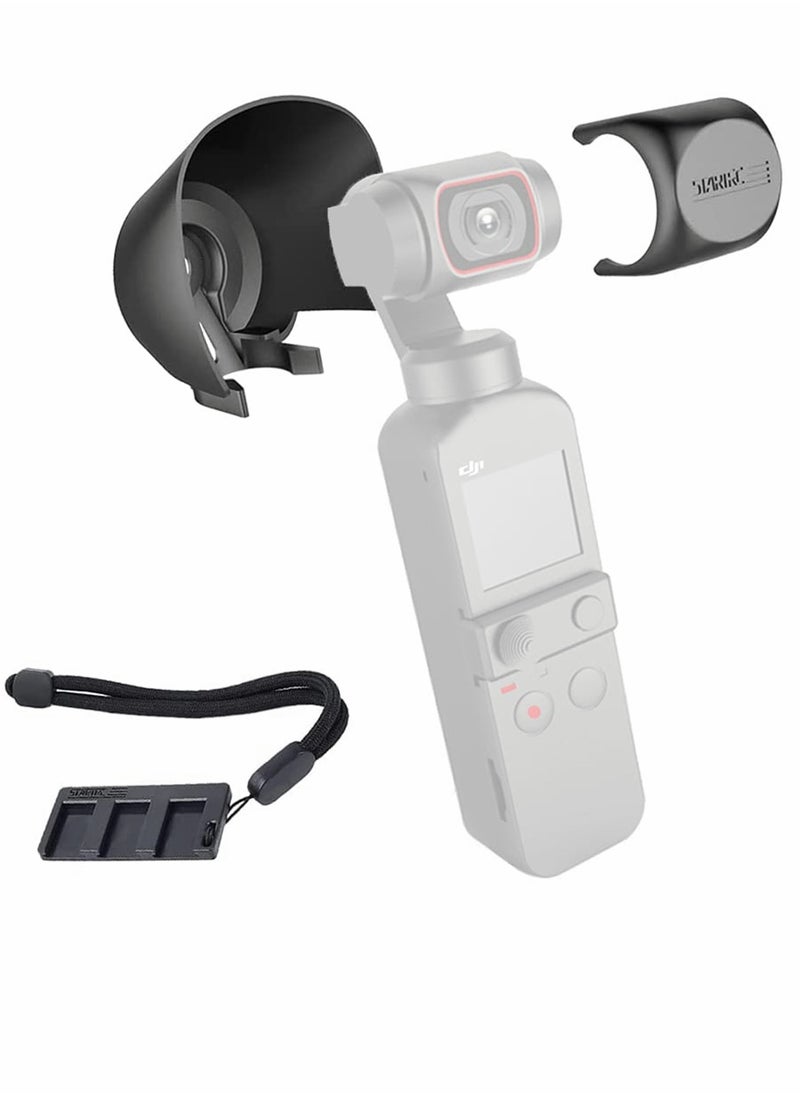 SYOSI Lens Hood for DJI OSMO Pocket 2 + Lens Cover Cap + Hand Lanyard Camera Accessories Combo Lens Sunshade Guard Prevent Glare Protective Caps Adapter Holder Gimbal Protector Prevent Collision Scratch  - Image 1