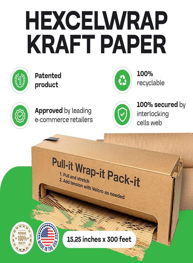 IDL Packaging 15.25" x 300' Refill Roll (Pack of 1) for MP-300N HexcelWrap Honeycomb Packing Paper Station, Brown - Natural Kraft Paper with Interlocking Slit Design for Shipping and Moving - Image 2
