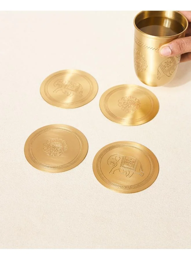Chumbak Rani Bagh Coasters Gift Set - Set of 4, 4"dia | Palace Memoirs