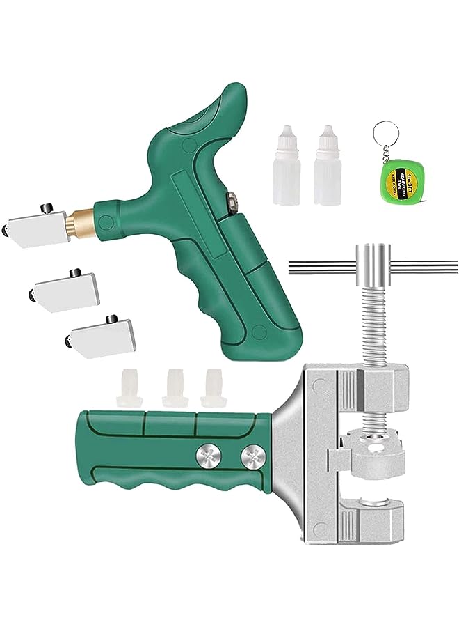 Occuwzz أداة قطع الزجاج، مقسم بلاط يدوي مع قبضة، أداة كسر الزجاج مع عجلة تسجيل مع شريط قياس و 2 شفرة إضافية للقطع، الزجاج والبلاط السيراميكي - Image 1