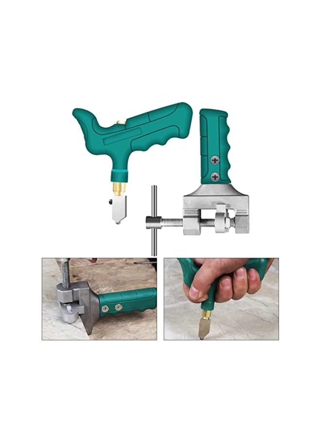 Occuwzz أداة قطع الزجاج، مقسم بلاط يدوي مع قبضة، أداة كسر الزجاج مع عجلة تسجيل مع شريط قياس و 2 شفرة إضافية للقطع، الزجاج والبلاط السيراميكي - Image 4