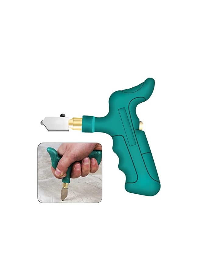 Occuwzz أداة قطع الزجاج، مقسم بلاط يدوي مع قبضة، أداة كسر الزجاج مع عجلة تسجيل مع شريط قياس و 2 شفرة إضافية للقطع، الزجاج والبلاط السيراميكي - Image 5