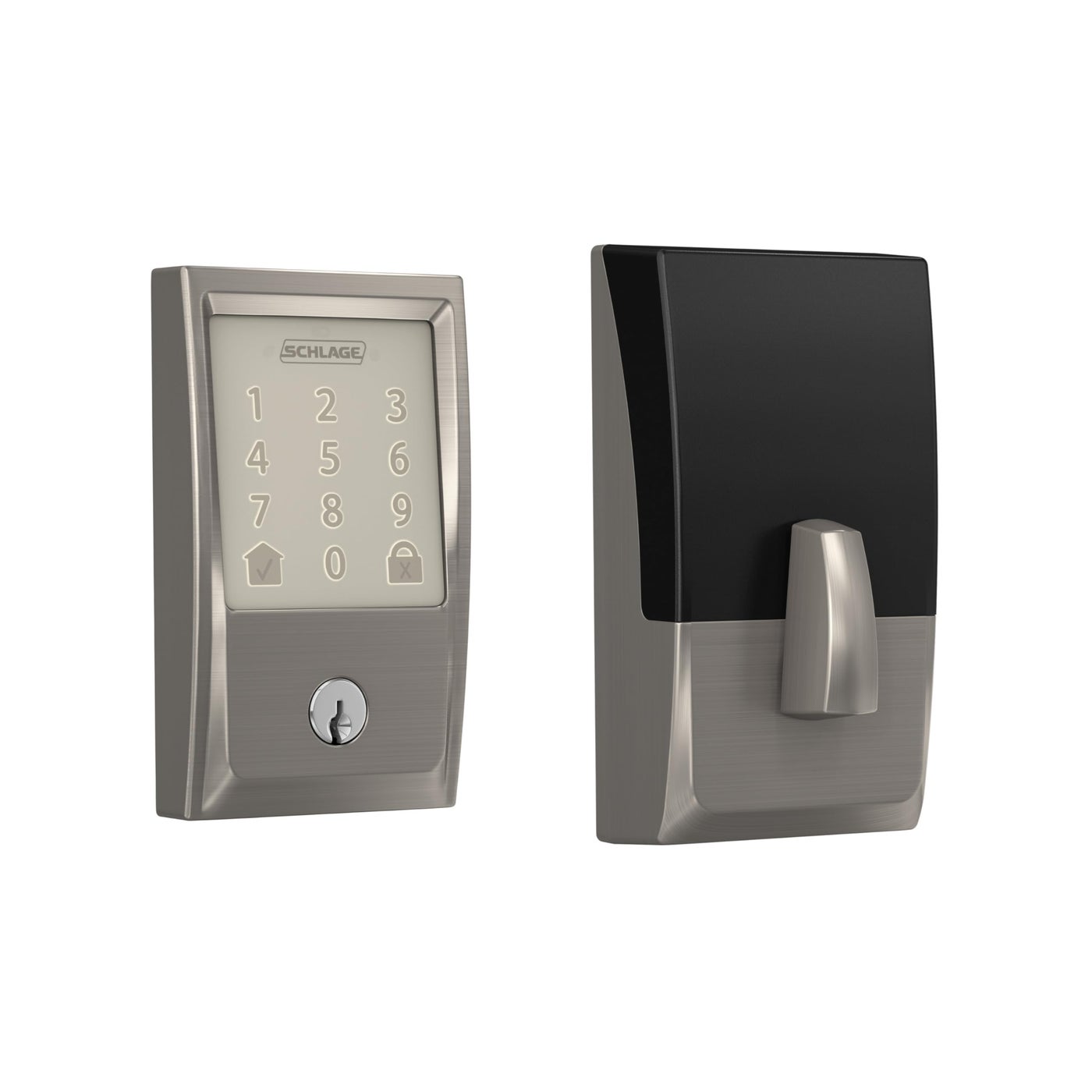 Schlage Encode Smart WiFi Deadbolt Lock for Front Door Keyless Entry with App or Touchscreen Works with Alexa Hey Google Airbnb Create Codes for Guests Satin Nickel Silver