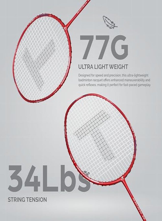TANSO Raion SS Strung Badminton Racket (34 Lbs Tension, Recommended by Padukone School of Badminton, 77 Grams Ultra Light Weight Full Carbon Fiber with Premium Strings and Full Racquet Cover) - Image 5