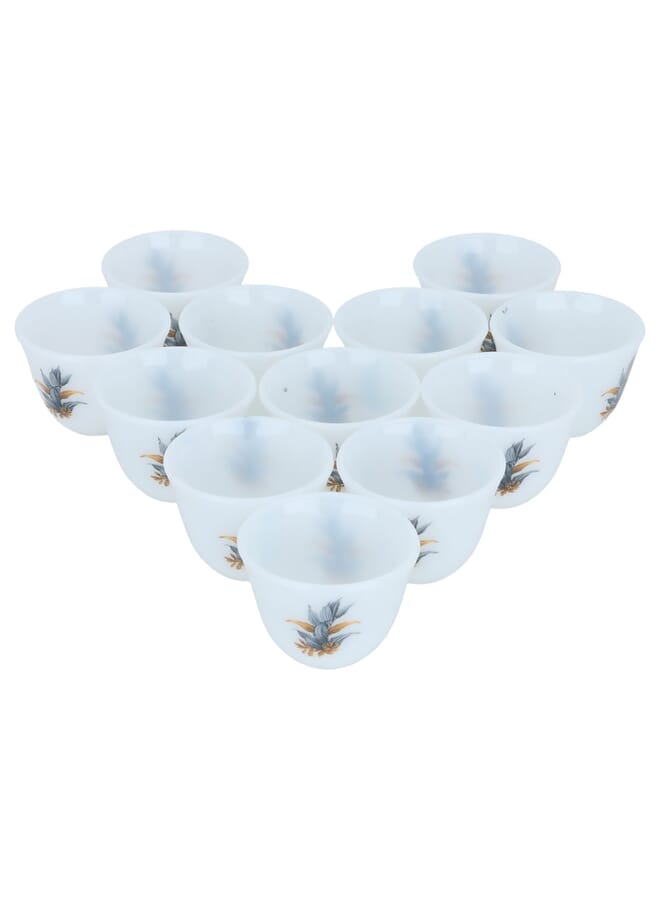 السيف غاليري طقم فناجين قهوة عربي أركوبال السيف غاليري، كبير مشجر، 12 قطعة - أبيض - Image 2