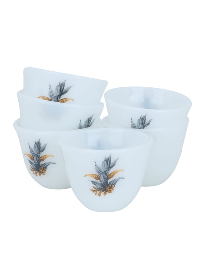 السيف غاليري طقم فناجين قهوة عربي أركوبال السيف غاليري، كبير مشجر، 12 قطعة - أبيض - Image 1